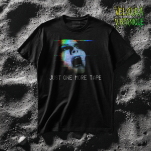 This T-shirt features a distorted screaming face rendered in a VHS glitch and analog static style, paired with the unsettling phrase “JUST ONE MORE TAPE.” The design draws heavy inspiration from analog horror, found footage, and corrupted videotape aesthetics. Color channel splits, visual noise, and scanline distortions create a haunting retro look that feels pulled straight from a damaged tape archive. Ideal for fans of creepy visuals, psychological horror, liminal media, and nostalgic VHS culture.