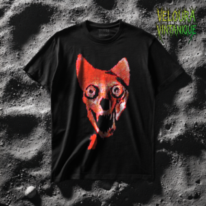 This horror-inspired T-shirt features a terrifying red skull-like dog face with hollow eyes, dripping details, and a distorted, nightmarish expression. The textured, gritty art style creates a raw analog horror aesthetic that stands out on dark fabric. The bold red tones contrast sharply against black, giving the design an intense, unsettling presence. Perfect for fans of creepy art, gothic fashion, horror culture, and dark streetwear.